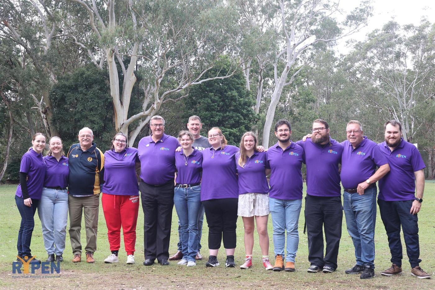 The RYPEN leader team and Rotarian volunteers together at camp