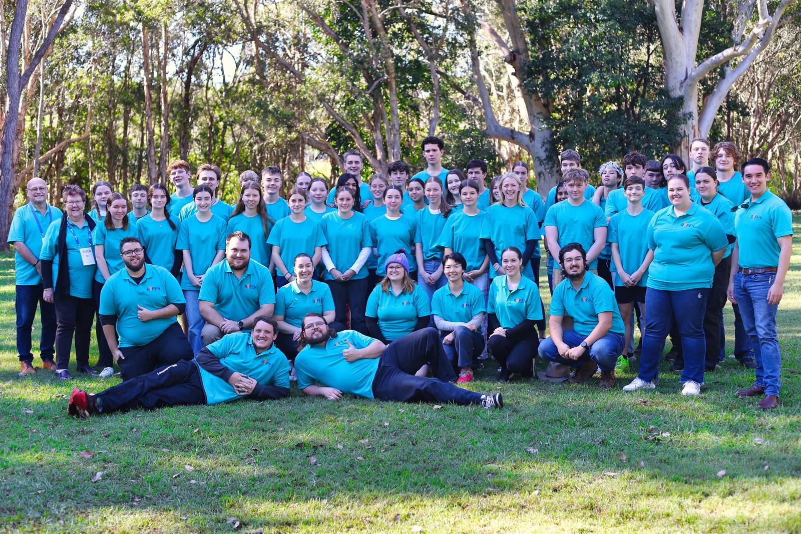 A full RYPEN camp group photographed together outdoors