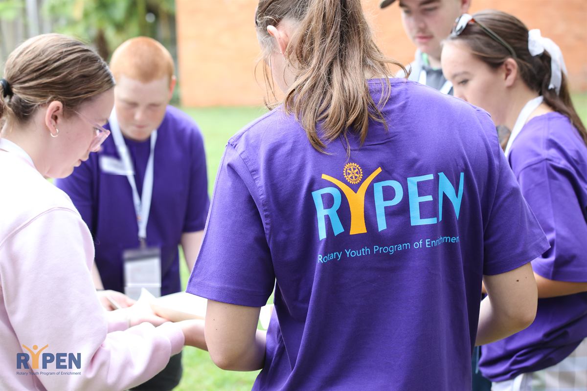 Participants working together in a small group